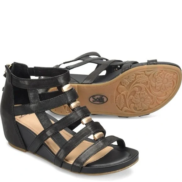 Sofft Black Gladiator Wedge Sandals Rio II. SH161 - Picture 1 of 11